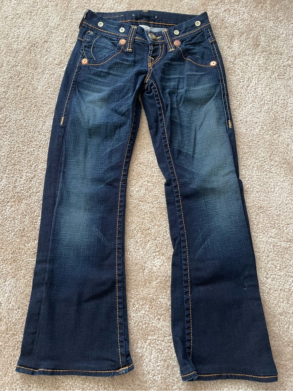 True Religion Joey Low Rise Bootcut Dark Wash Denim Womens Size 25